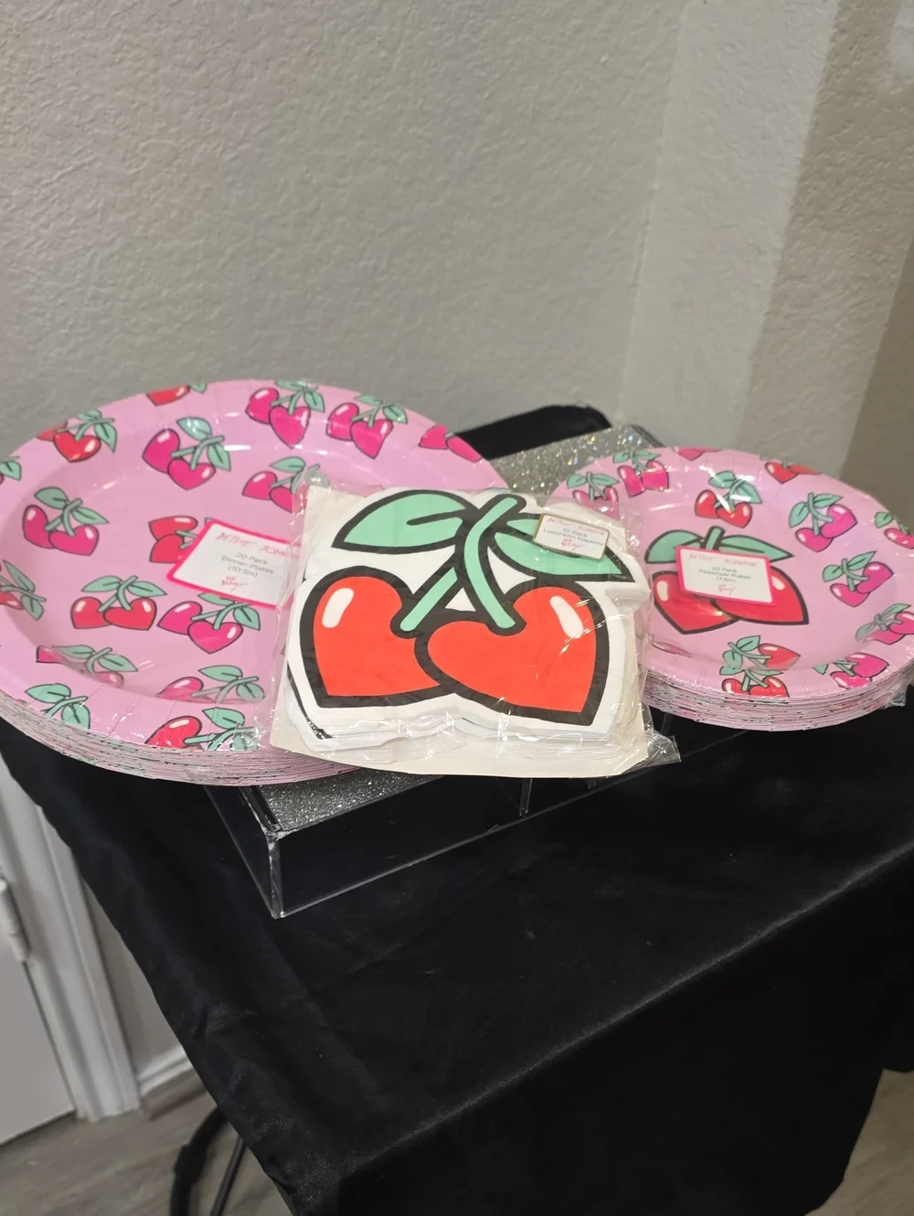 Betsey Johnson Heart Cherries Paper Plates & Napkin‎ Set